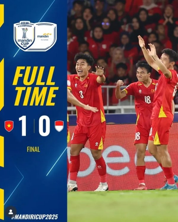 三连冠!越南U23队1-0印尼,夺得东南亚U23冠军赛 第一名