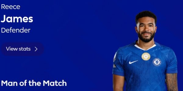 传射建功，英超官方：里斯-詹姆斯当选切尔西3-0森林全场最佳球员